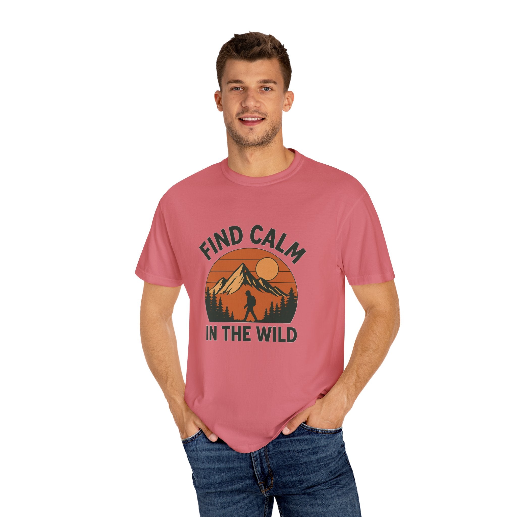 Find Calm in the Wild Hiking T-Shirt – Nature Lover Tee, Outdoor Adventure Shirt, Mountain Hiker Graphic