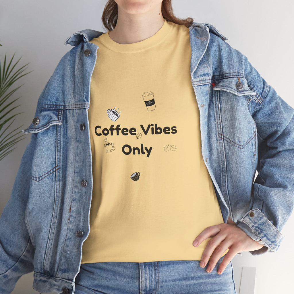 Coffee vibes tee, unisex heavy cotton t-shirt, coffee lover shirt, casual everyday tee, coffee vibes only shirt.