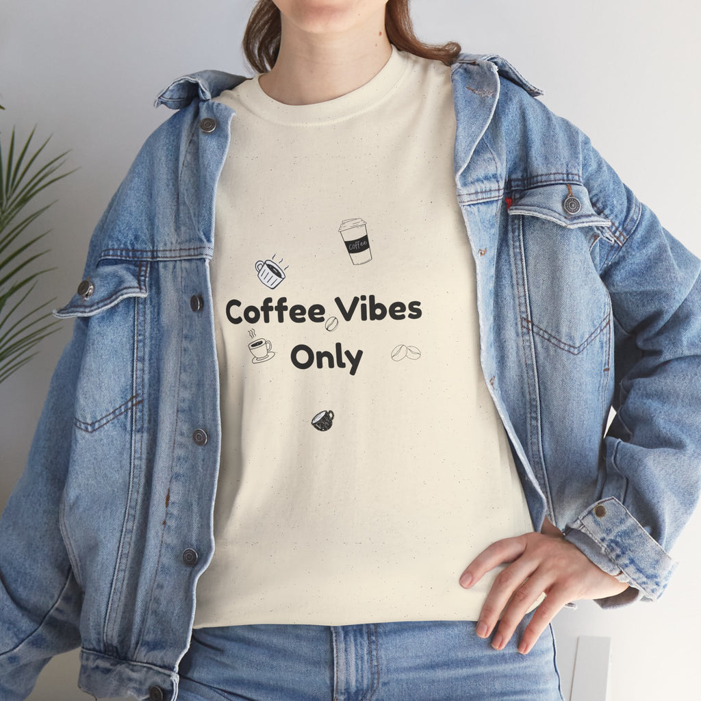 Coffee vibes tee, unisex heavy cotton t-shirt, coffee lover shirt, casual everyday tee, coffee vibes only shirt.