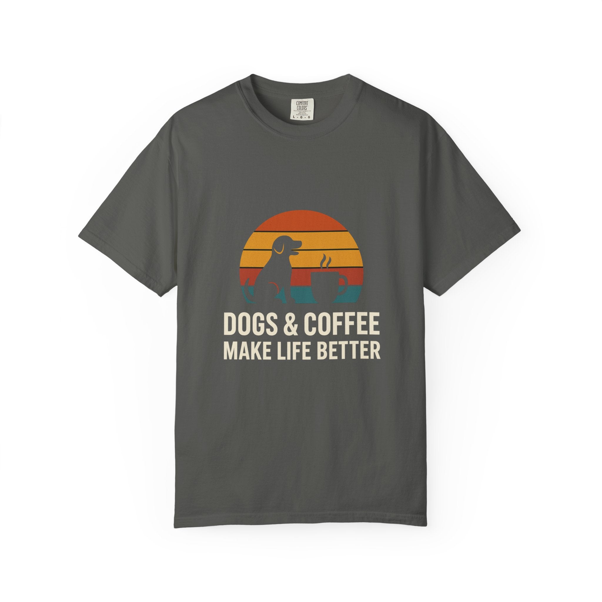 Dog & Coffee Lover Tee – Cozy Unisex Heavy Cotton Shirt | Perfect Gift for Pet & Coffee Enthusiasts