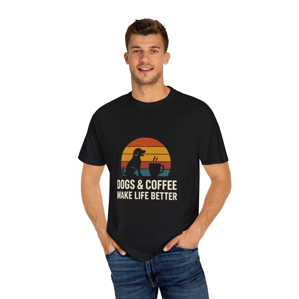Dog & Coffee Lover Tee – Cozy Unisex Heavy Cotton Shirt | Perfect Gift for Pet & Coffee Enthusiasts