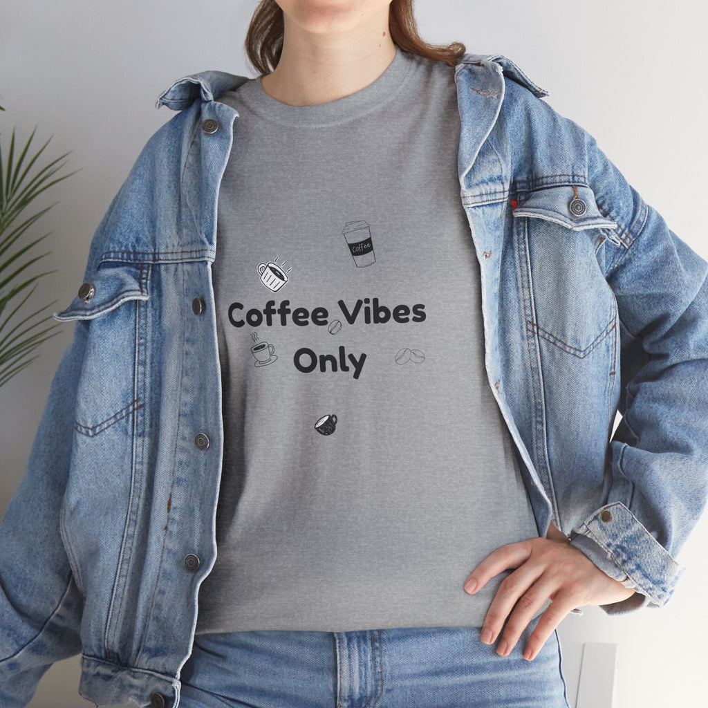 Coffee vibes tee, unisex heavy cotton t-shirt, coffee lover shirt, casual everyday tee, coffee vibes only shirt.