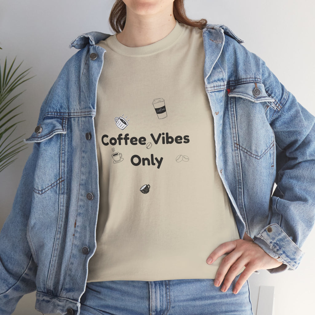 Coffee vibes tee, unisex heavy cotton t-shirt, coffee lover shirt, casual everyday tee, coffee vibes only shirt.