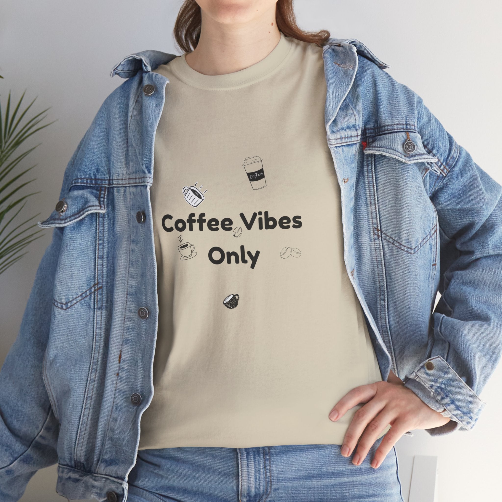 Coffee vibes tee, unisex heavy cotton t-shirt, coffee lover shirt, casual everyday tee, coffee vibes only shirt.