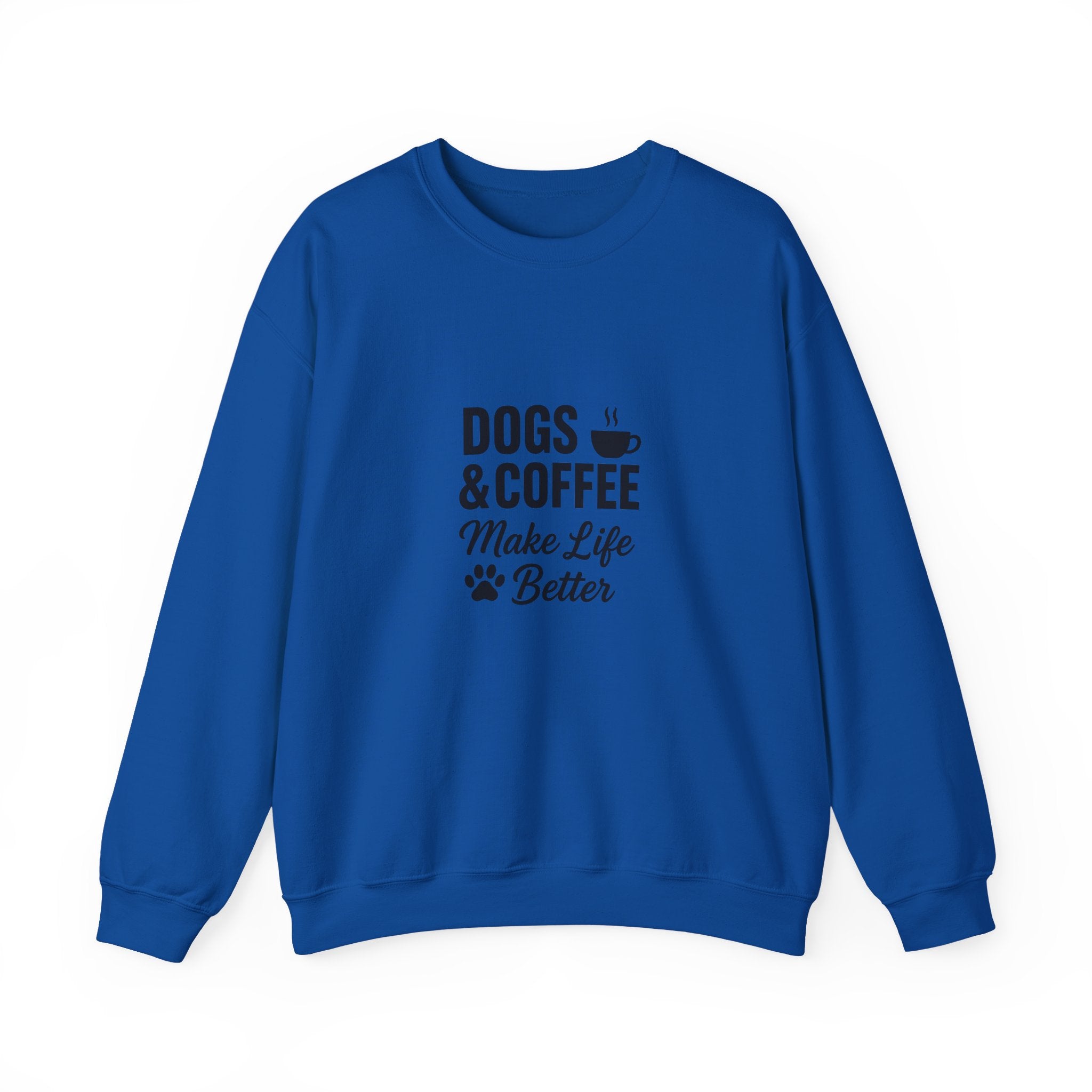 Dogs and Coffee Makes Life Better Sweatshirt – Cozy Crewneck for Dog and Coffee Lovers