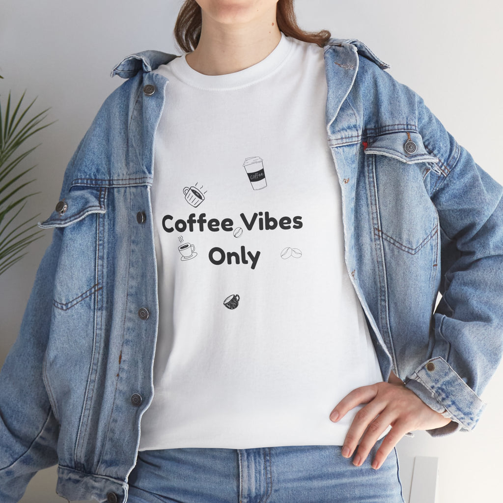 Coffee vibes tee, unisex heavy cotton t-shirt, coffee lover shirt, casual everyday tee, coffee vibes only shirt.