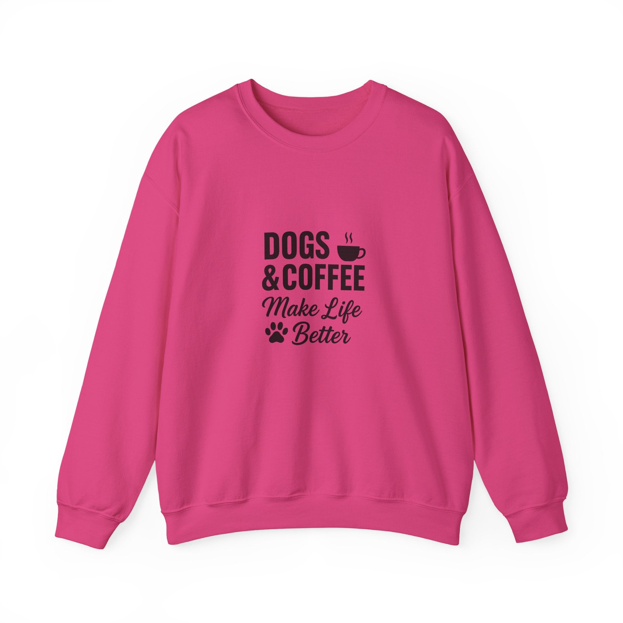 Dogs and Coffee Makes Life Better Sweatshirt – Cozy Crewneck for Dog and Coffee Lovers