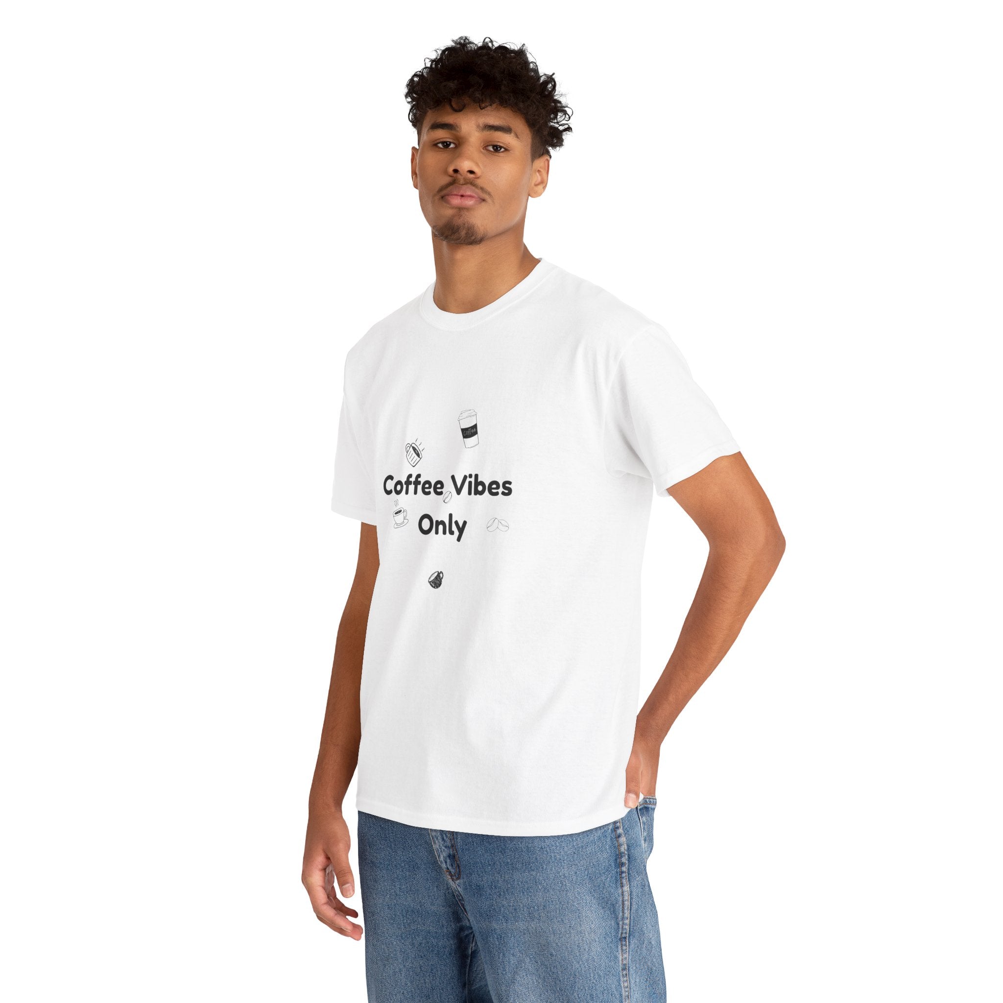 Coffee vibes tee, unisex heavy cotton t-shirt, coffee lover shirt, casual everyday tee, coffee vibes only shirt.