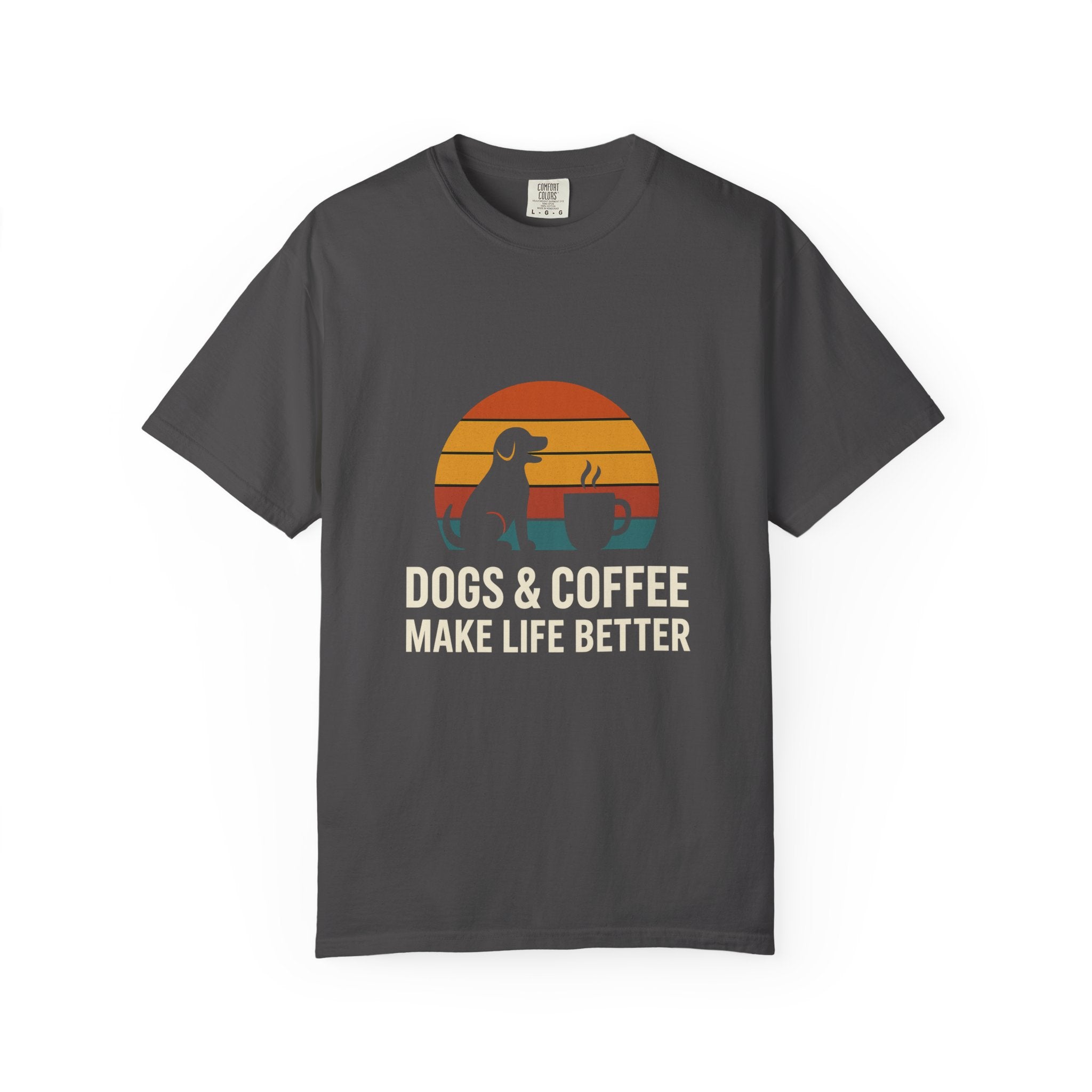 Dog & Coffee Lover Tee – Cozy Unisex Heavy Cotton Shirt | Perfect Gift for Pet & Coffee Enthusiasts