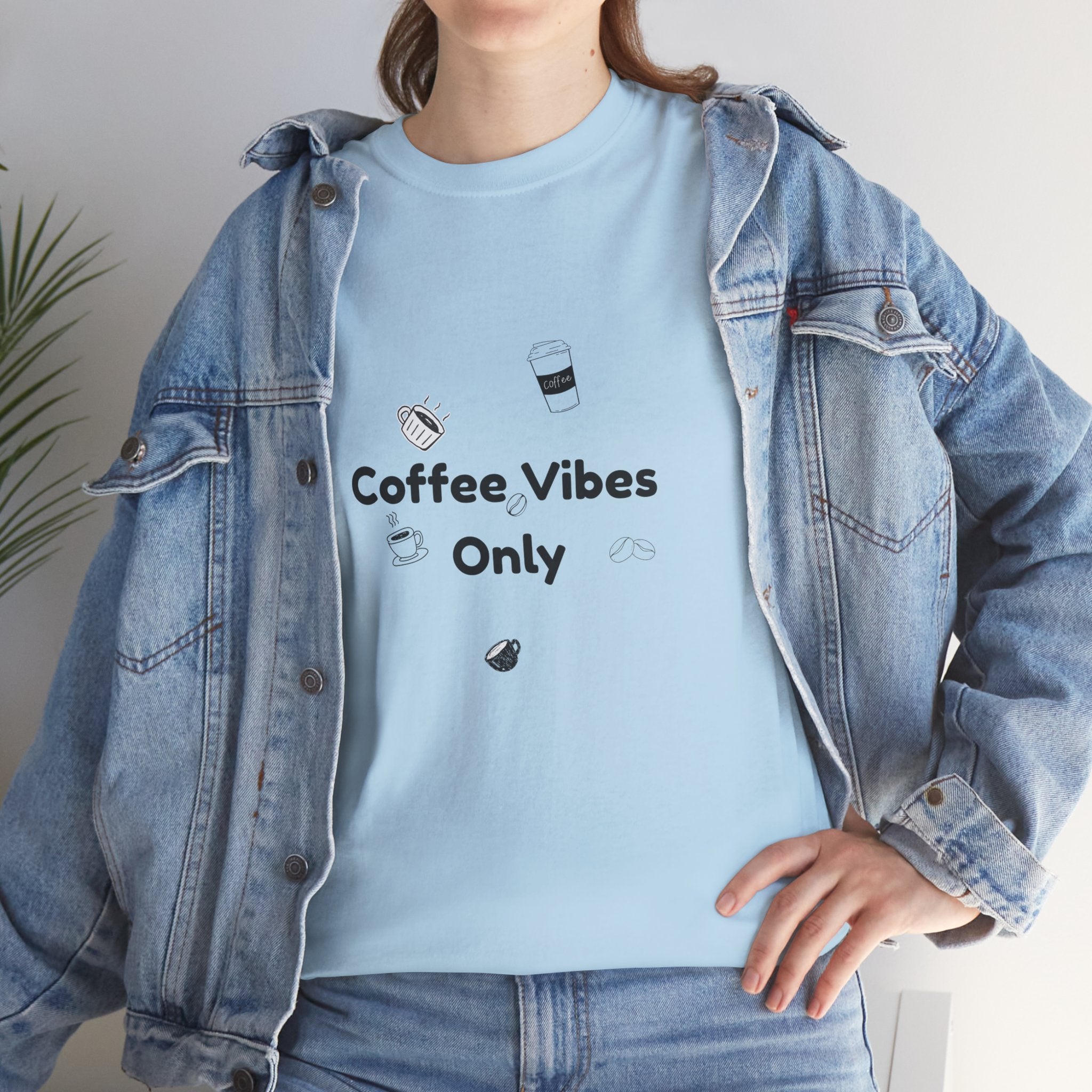 Coffee vibes tee, unisex heavy cotton t-shirt, coffee lover shirt, casual everyday tee, coffee vibes only shirt.