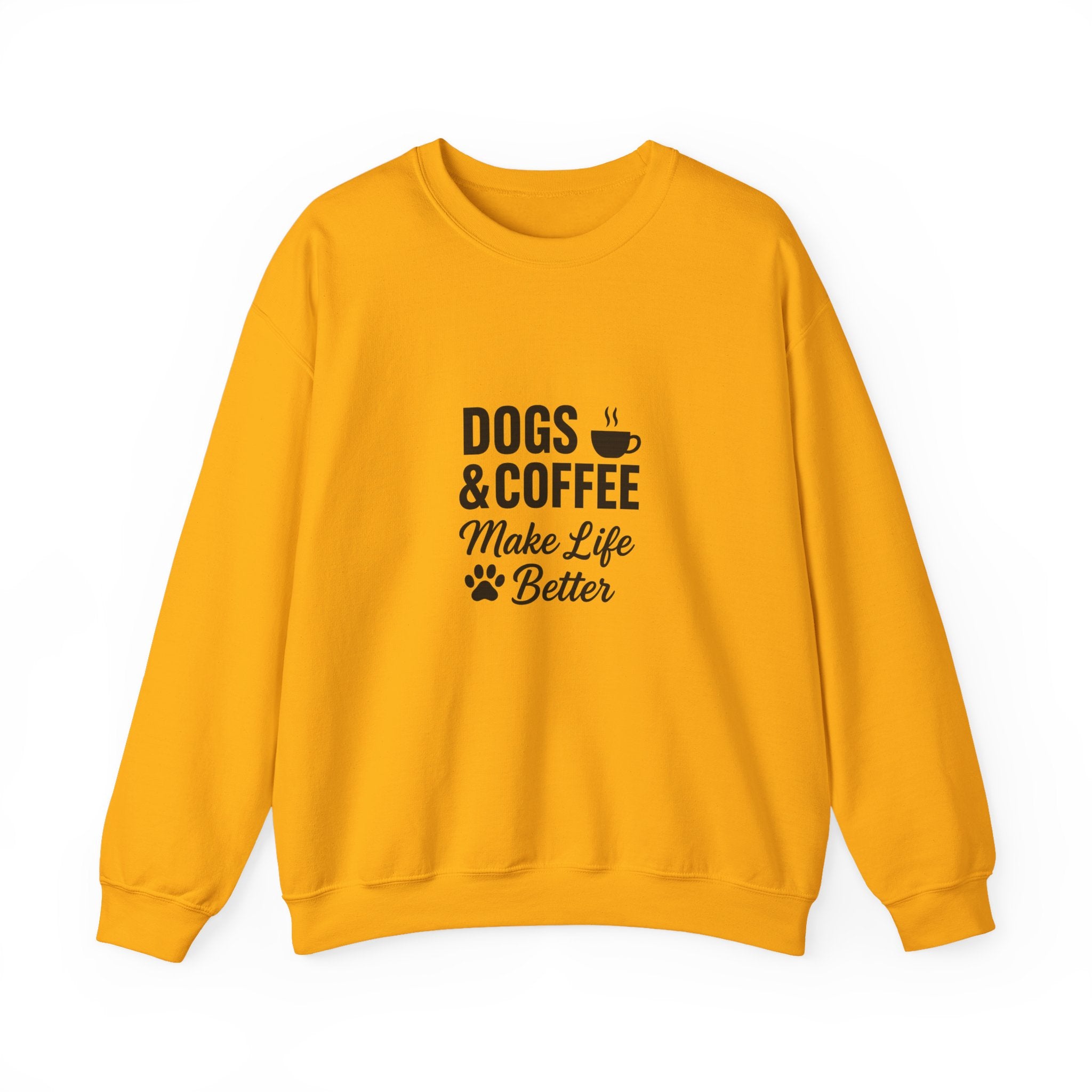 Dogs and Coffee Makes Life Better Sweatshirt – Cozy Crewneck for Dog and Coffee Lovers