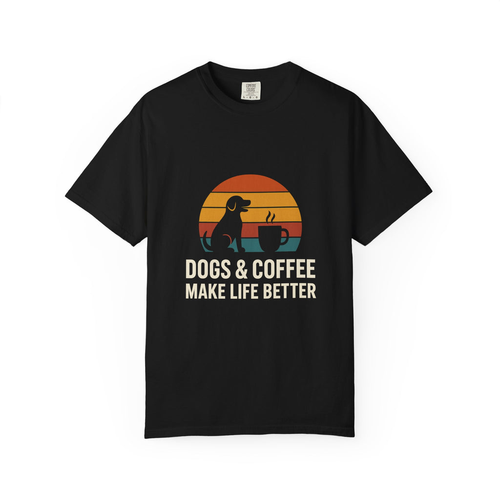 Dog & Coffee Lover Tee – Cozy Unisex Heavy Cotton Shirt | Perfect Gift for Pet & Coffee Enthusiasts