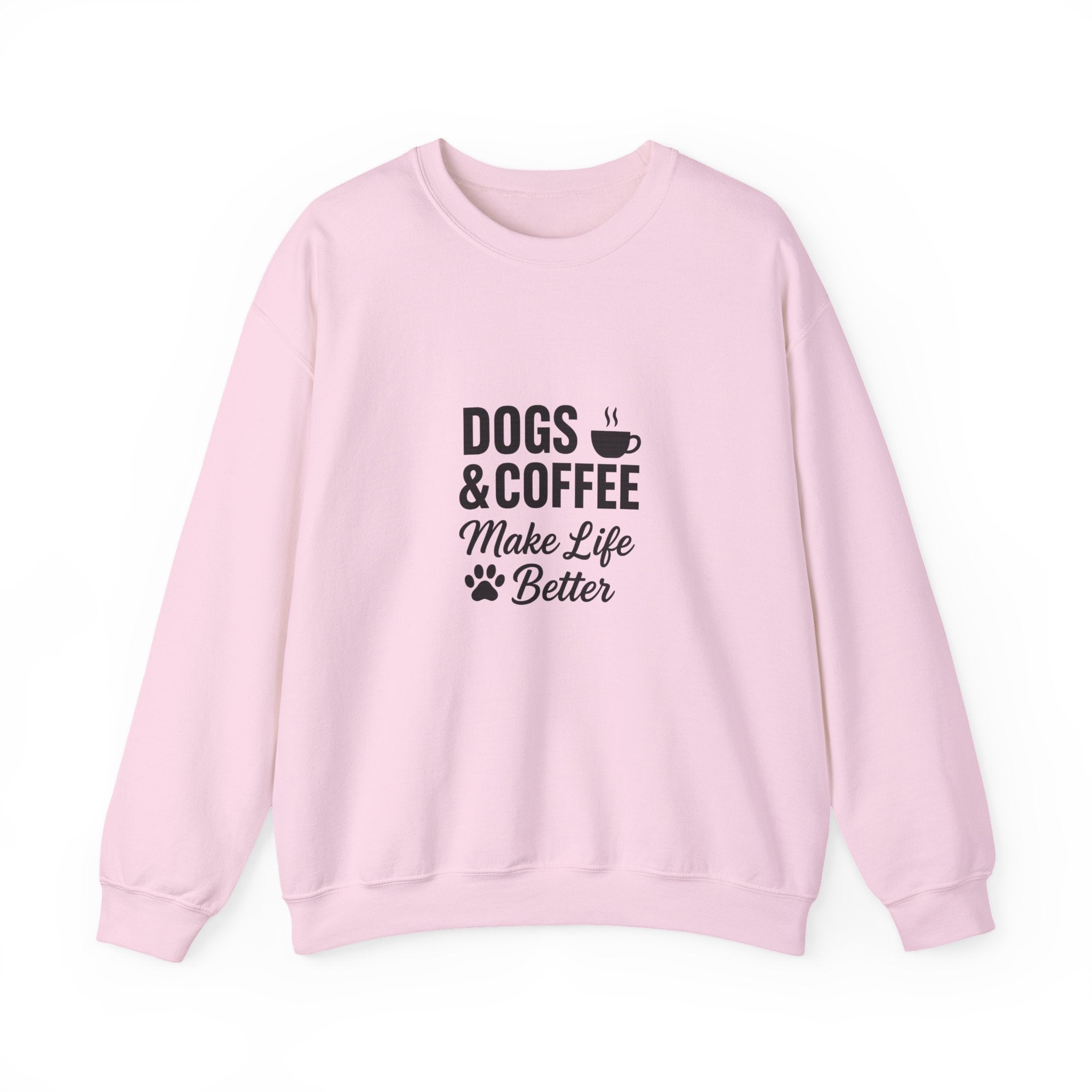 Dogs and Coffee Makes Life Better Sweatshirt – Cozy Crewneck for Dog and Coffee Lovers