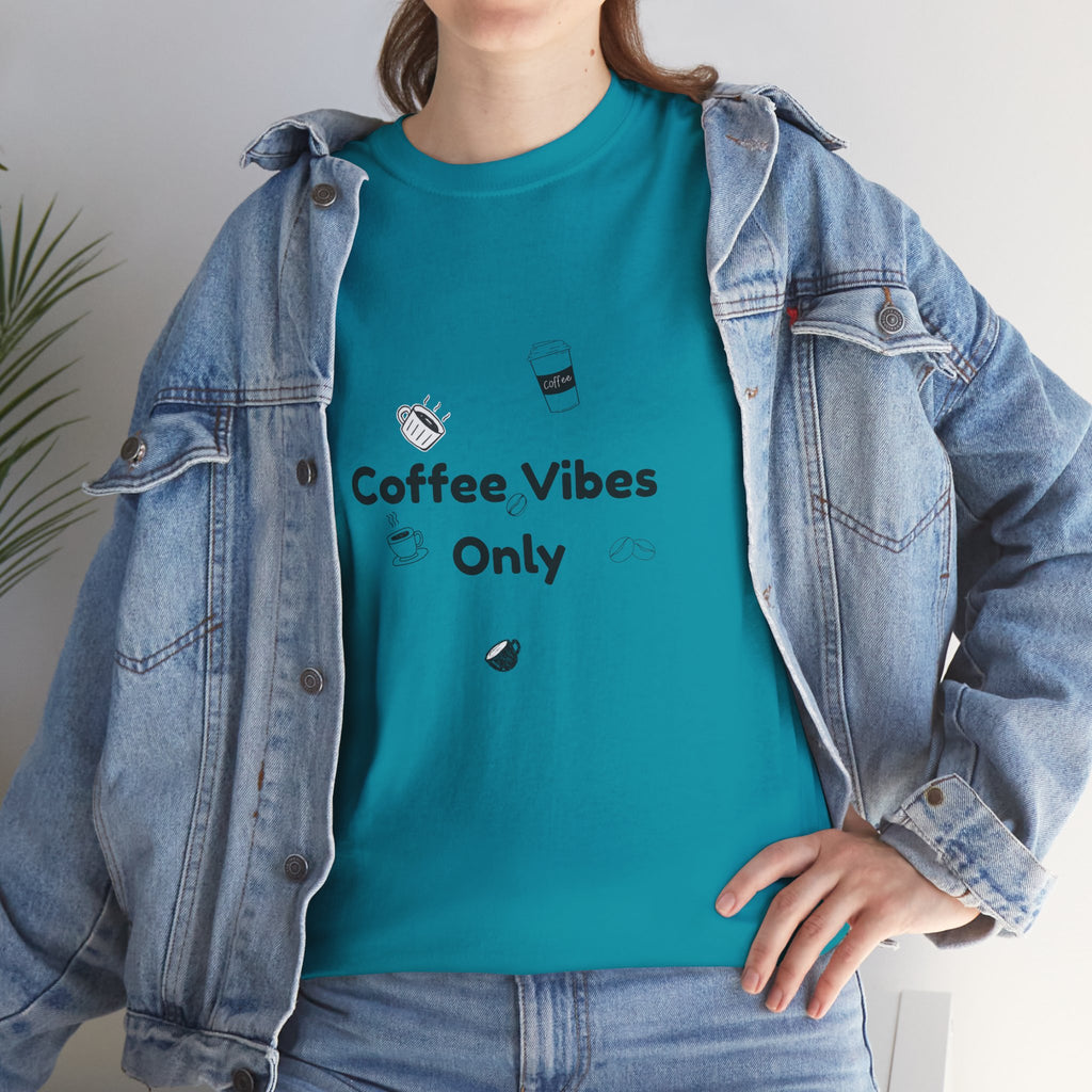 Coffee vibes tee, unisex heavy cotton t-shirt, coffee lover shirt, casual everyday tee, coffee vibes only shirt.