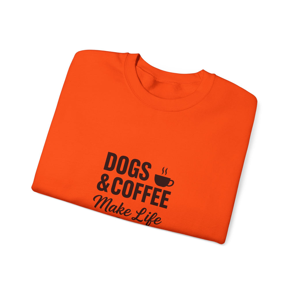 Dogs and Coffee Makes Life Better Sweatshirt – Cozy Crewneck for Dog and Coffee Lovers