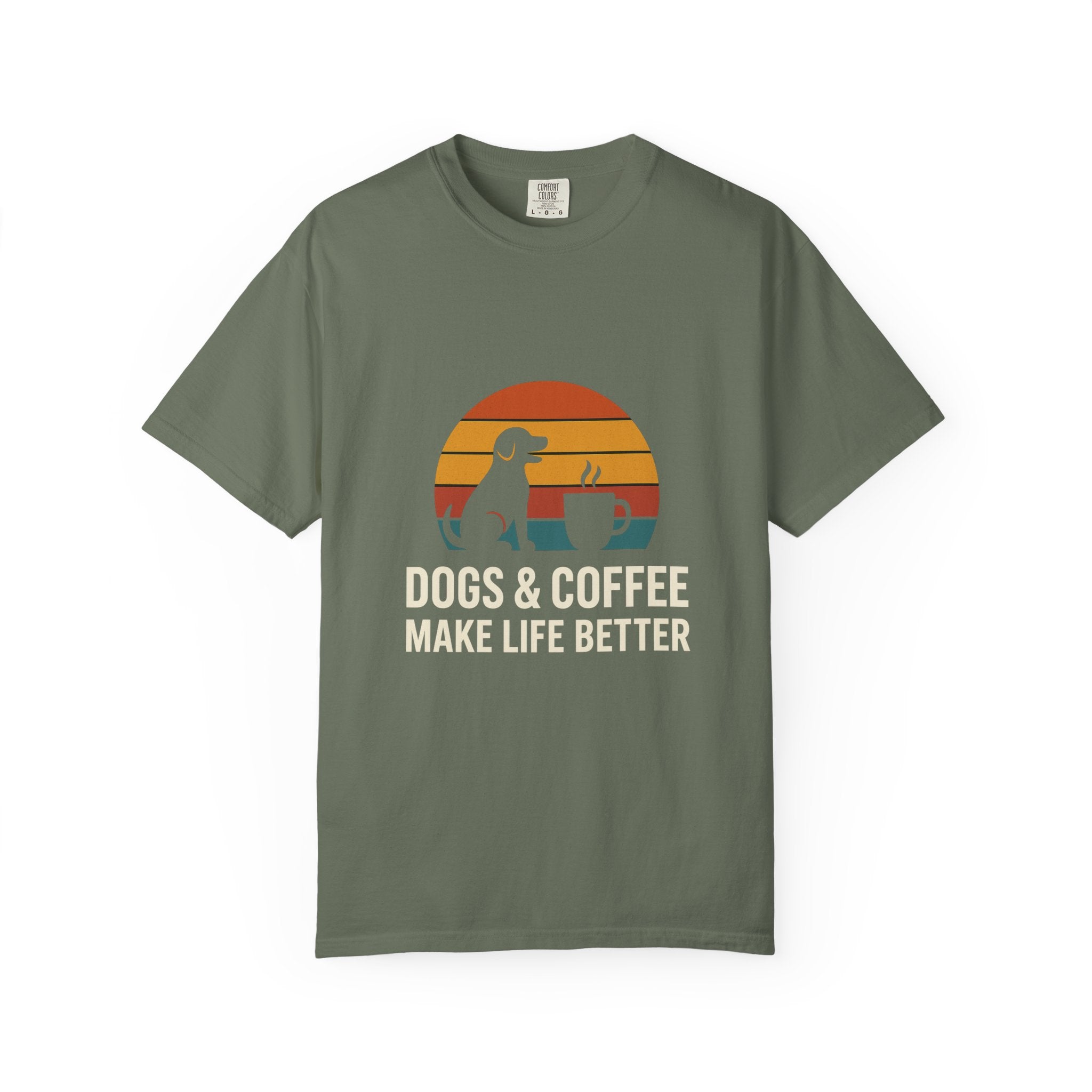 Dog & Coffee Lover Tee – Cozy Unisex Heavy Cotton Shirt | Perfect Gift for Pet & Coffee Enthusiasts