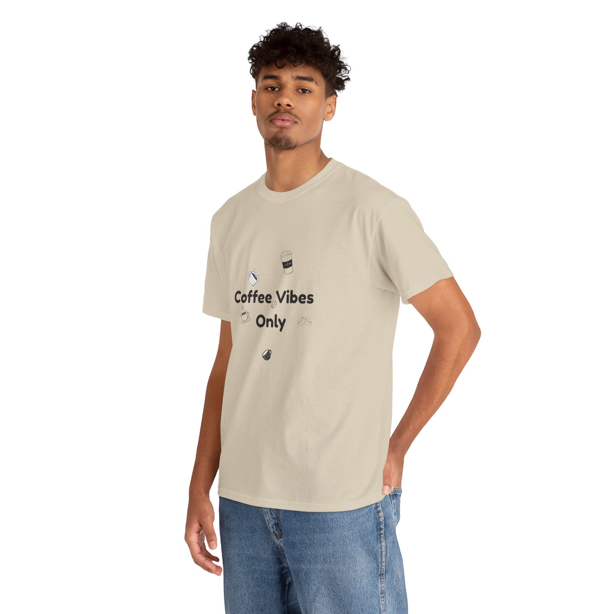 Coffee vibes tee, unisex heavy cotton t-shirt, coffee lover shirt, casual everyday tee, coffee vibes only shirt.