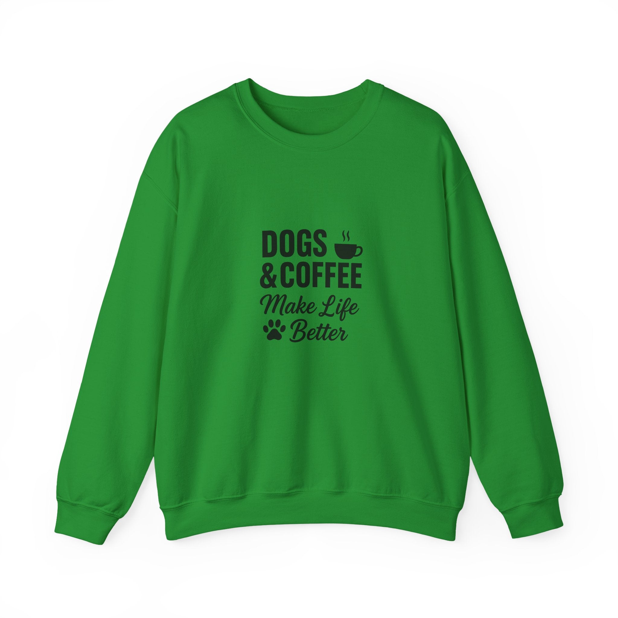 Dogs and Coffee Makes Life Better Sweatshirt – Cozy Crewneck for Dog and Coffee Lovers